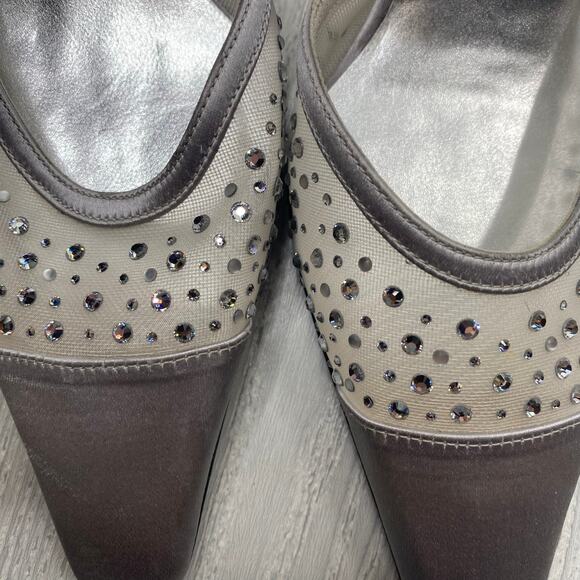 Stuart Weitzman Women's Vintage Slip On Silver Satin D-Orsay Heels Size 8 - Picture 9 of 11